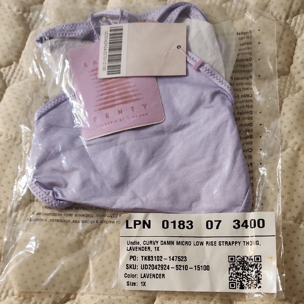Savage X Fenty Curvy Micro Low Rise Light Purple Strappy Thong